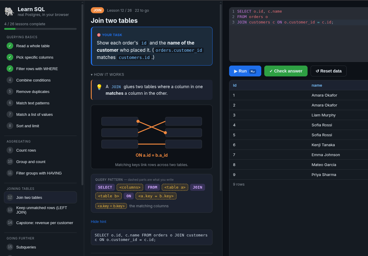 learn-sql: Interactive SQL Learning App